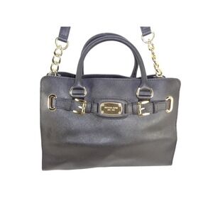 Vintage Michael Kors Hamilton‎ EW Satchel Handbag Black Crossgrain Leather